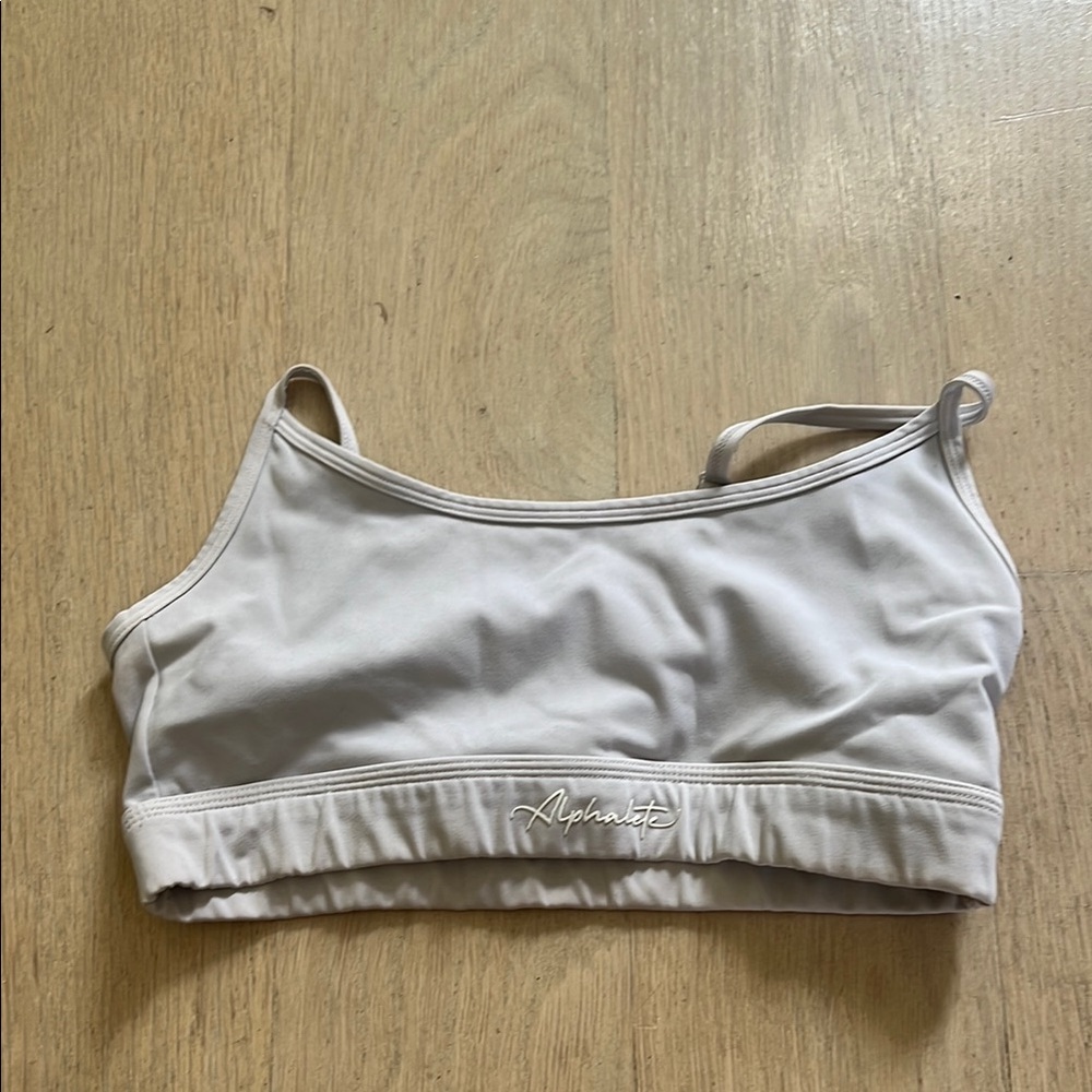 Alphalete Gray Sports Bra with Wide Straps and Elastic Band